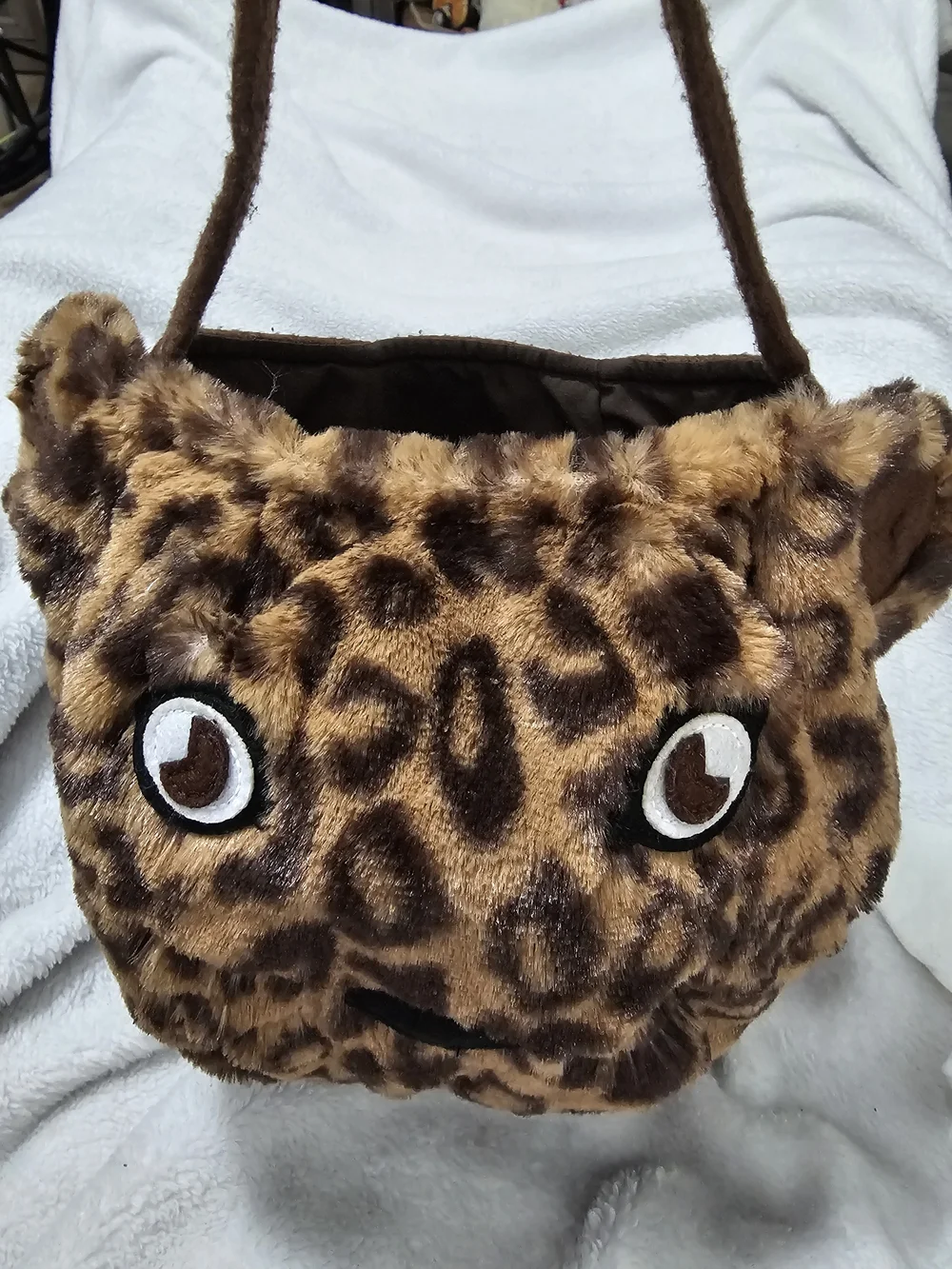 Pottery Barn Kids Plush Leopard Face Purse Animal Tote Bag
